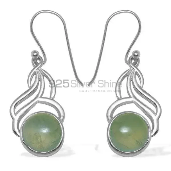 Semi Precious Prehnite Gemstone earrings Exporters In 925 Sterling Silver Jewelry 925SE813