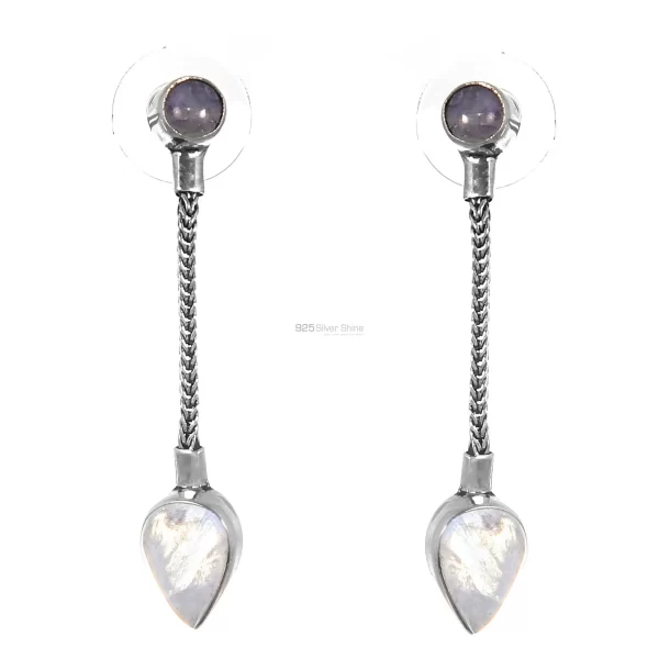 Semi Precious Rainbow moonstone earrings Exporters In 925 Sterling Silver Jewelry 925SE260