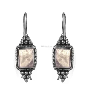 Semi Precious Rainbow Moonstone earrings In Fine 925 Sterling Silver 925SE236