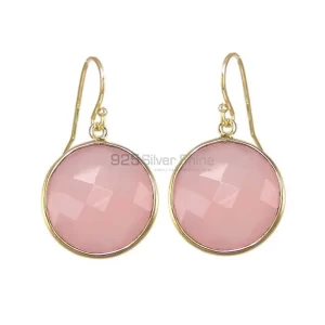 Semi Precious Rose Quartz Gemstone earrings Suppliers In 925 Sterling Silver Jewelry 925SE1950