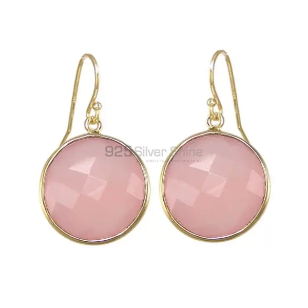 Semi Precious Rose Quartz Gemstone earrings Suppliers In 925 Sterling Silver Jewelry 925SE1950