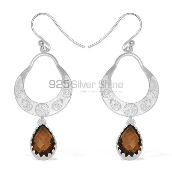 Semi Precious Smoky Quartz Gemstone earrings Manufacturer In 925 Sterling Silver Jewelry 925SE737