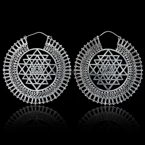 Shree Yantra with Sun Rays Sterling Silver earring 925ME113