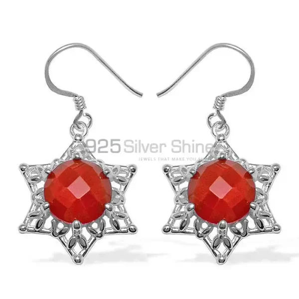 Solid 925 Silver earrings In Genuine Carnelian Gemstone 925SE1094