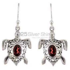 Solid 925 Silver earrings In Genuine Garnet Gemstone 925SE1164
