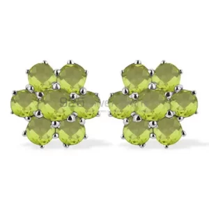 Solid 925 Silver earrings In Genuine Peridot Gemstone 925SE936