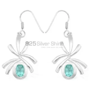 Solid 925 Silver earrings In Natural Blue Topaz Gemstone 925SE934