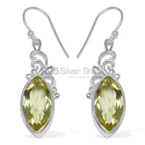 Solid 925 Silver earrings In Natural Lemon Quartz Gemstone 925SE855