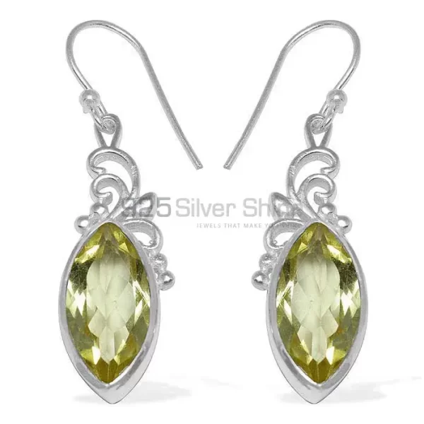 Solid 925 Silver earrings In Natural Lemon Quartz Gemstone 925SE855