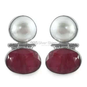 Solid 925 Silver earrings In Natural Multi Gemstone 925SE1320