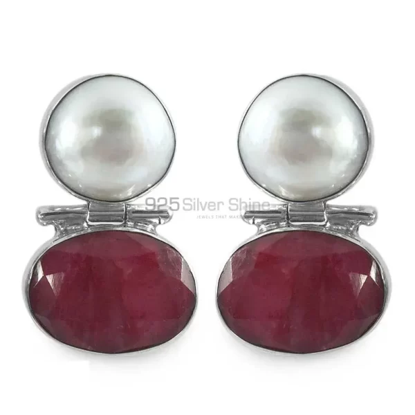 Solid 925 Silver earrings In Natural Multi Gemstone 925SE1320