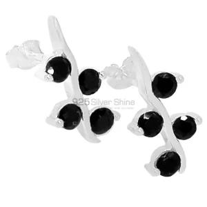 Solid 925 Silver earrings In Semi Precious Black Onyx Gemstone 925SE619