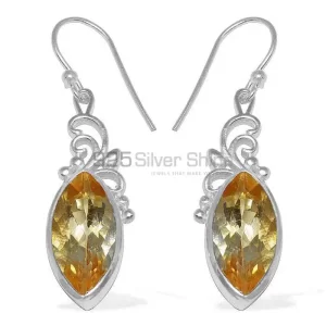 Solid 925 Silver earrings In Semi Precious Citrine Gemstone 925SE856