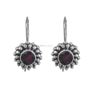 Solid 925 Silver earrings In Semi Precious Garnet Gemstone 925SE224