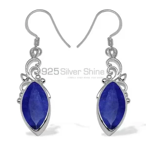 Solid 925 Silver earrings In Semi Precious Lapis Gemstone 925SE1014