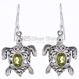 Solid 925 Silver earrings In Semi Precious Peridot Gemstone 925SE1163