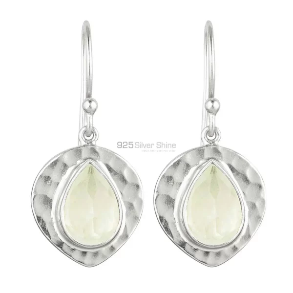 Solid 925 Silver earrings In Semi Precious Prehnite Gemstone 925SE1838