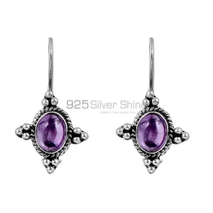 Solid 925 Sterling Silver earring In Natural Amethyst Gemstone Jewelry 925SE123