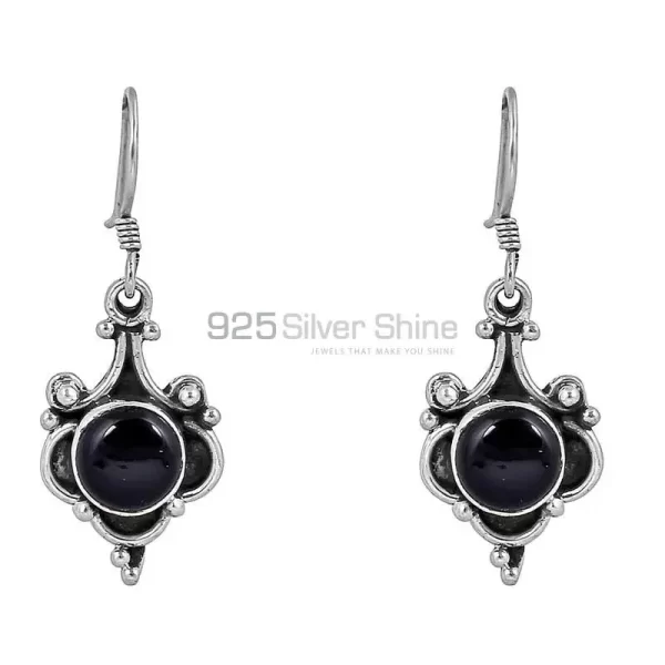 Solid 925 Sterling Silver earring In Natural Black Onyx Gemstone Jewelry 925SE53