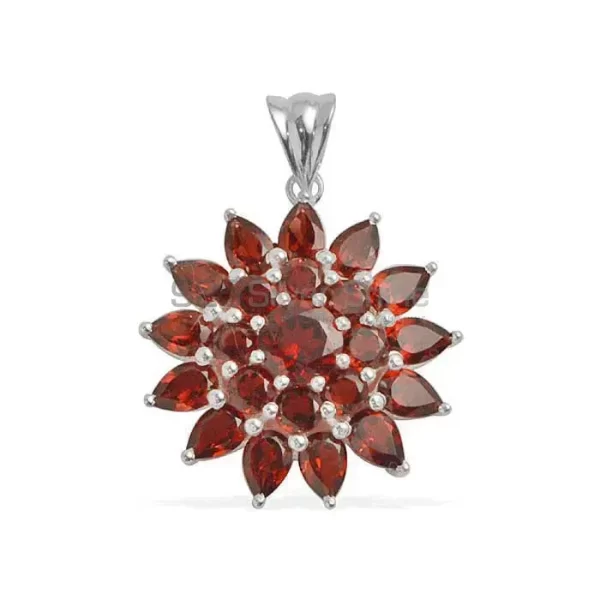 Solid Sterling Silver  Pendants In Garnet Gemstone Jewelry 925SP1667