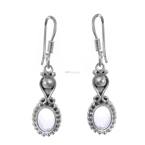 Sterling Silver earrings In Rose Quartz Gemstone Jewelry 925SE171