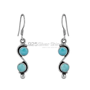 Stunning Genuine Turquoise Gemstone earring In Sterling Silver Jewelry 925SE66