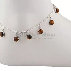 Tiger's Eye Gemstone Anklet In 925 Silver Wholesaler