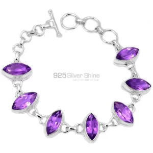 Top Quality 925 Fine Silver Bracelets Suppliers In Amethyst Gemstone Jewelry 925SB259-1