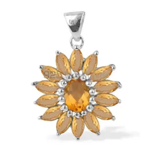 925 Fine Silver Pendants Suppliers In Citrine Gemstone Jewelry 925SP1635