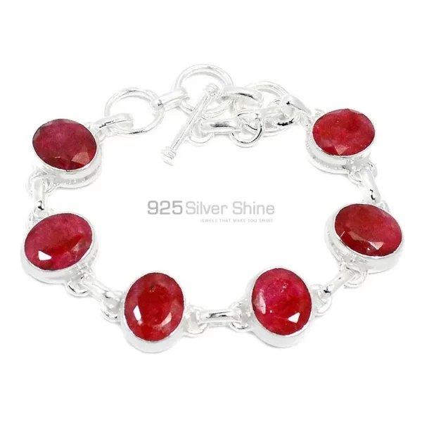 Top Quality 925 Solid Silver Bracelets Exporters In Dyed Ruby Gemstone Jewelry 925SB293-2