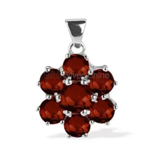 925 Solid Silver Pendants Exporters In Garnet Gemstone Jewelry 925SP1629