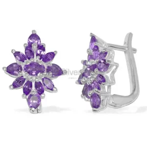 925 Sterling Silver earrings In Amethyst Gemstone Jewelry 925SE899