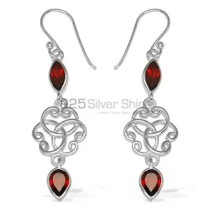 925 Sterling Silver earrings In Garnet Gemstone Jewelry 925SE741