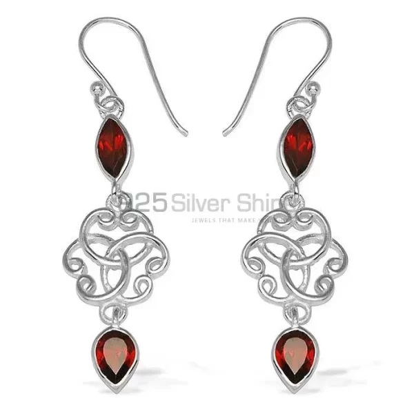 925 Sterling Silver earrings In Garnet Gemstone Jewelry 925SE741