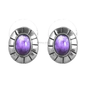 925 Sterling Silver Handmade earrings In Amethyst Gemstone Jewelry 925SE270