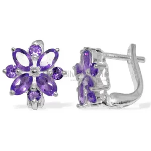 925 Sterling Silver Handmade earrings In Amethyst Gemstone Jewelry 925SE902