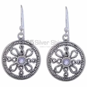 925 Sterling Silver Handmade earrings In Blue Topaz Gemstone Jewelry 925SE1209