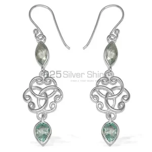 925 Sterling Silver Handmade earrings In Blue Topaz Gemstone Jewelry 925SE744