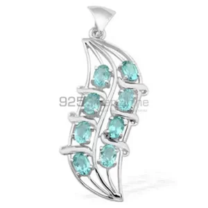 925 Sterling Silver Handmade Pendants In Blue Topaz Gemstone Jewelry 925SP1536
