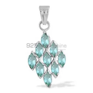 Blue Topaz Gemstone Handmade Pendants In 925 Sterling Silver Jewelry 925SP1661