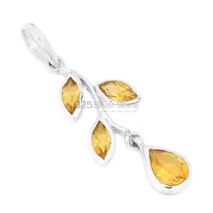 Top Quality Citrine Gemstone Pendants Suppliers In 925 Fine Silver Jewelry 925SSP336