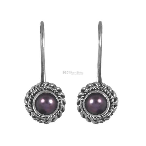 Wholesale Black Pearl Gemstone earrings In Sterling Silver Jewelry 925SE221