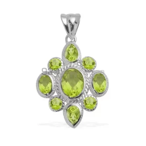 Fine Sterling Silver Pendants Wholesaler In Peridot Gemstone Jewelry 925SP1673