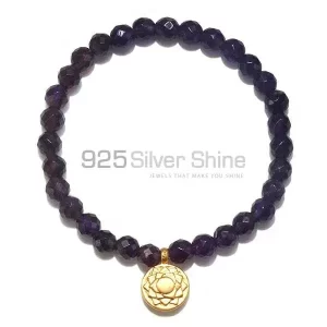 Top Quality Loose Amethyst Gemstone Beads Bracelets 925BB120
