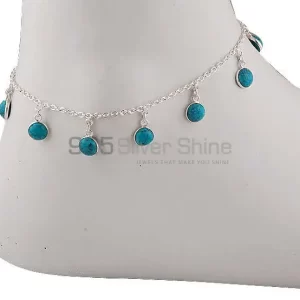 Turquoise Gemstone Anklet in 925 Sterling Silver Jewelry