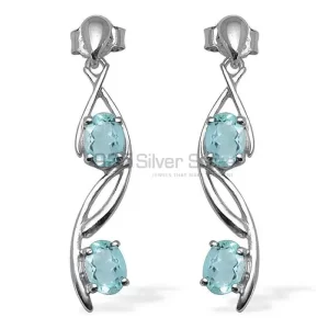 Unique 925 Sterling Silver earrings Wholesaler In Blue Topaz Gemstone Jewelry 925SE1075