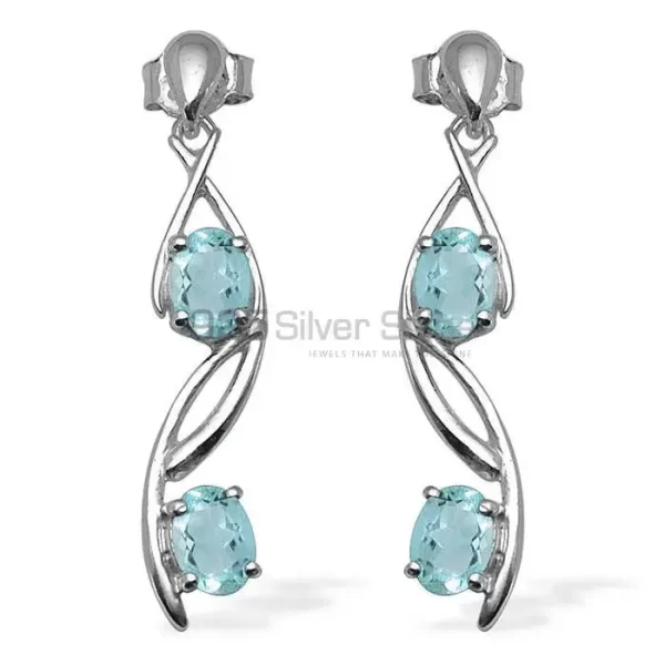 Unique 925 Sterling Silver earrings Wholesaler In Blue Topaz Gemstone Jewelry 925SE1075