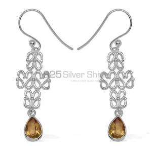 Unique 925 Sterling Silver Handmade earrings Exporters In Citrine Gemstone Jewelry 925SE769