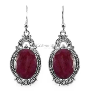 Unique 925 Sterling Silver Handmade earrings Exporters In Dyed Ruby Gemstone Jewelry 925SE1313