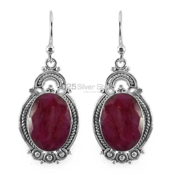 Unique 925 Sterling Silver Handmade earrings Exporters In Dyed Ruby Gemstone Jewelry 925SE1313